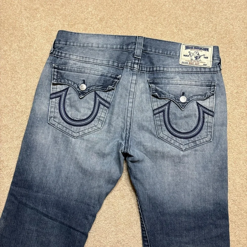 True Religion Section Boot Cut Jeans‎ Mens 38x27 Blue Relaxed Distressed Pants